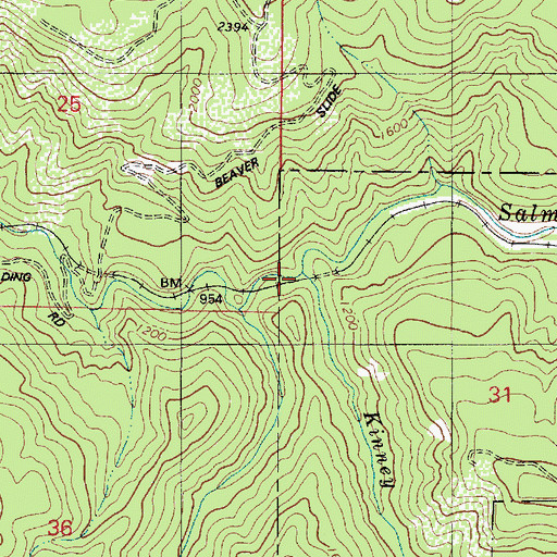 Topographic Map of Kinney Creek, OR