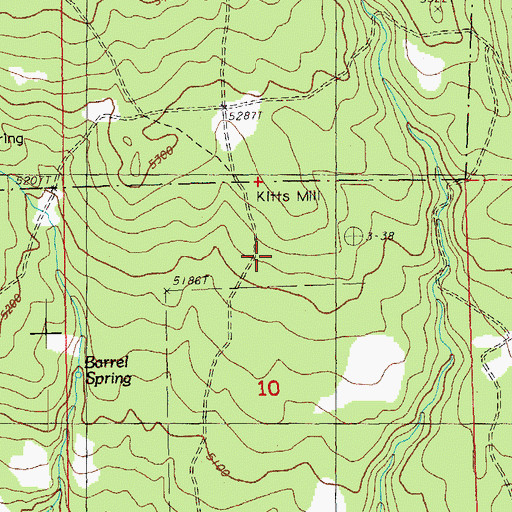Topographic Map of Kitts Mill, OR
