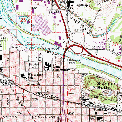 Topographic Map of Kiwanis Park, OR