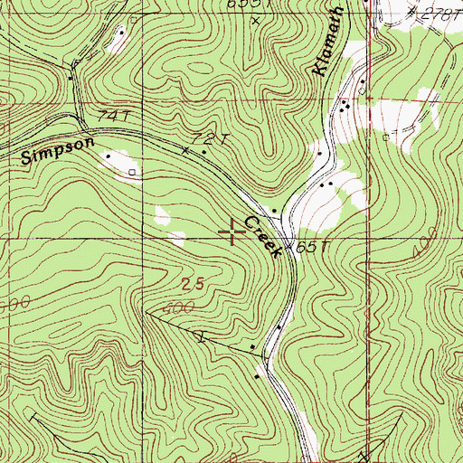 Topographic Map of Klamath Creek, OR