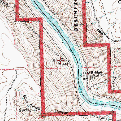 Topographic Map of Kloan (historical), OR