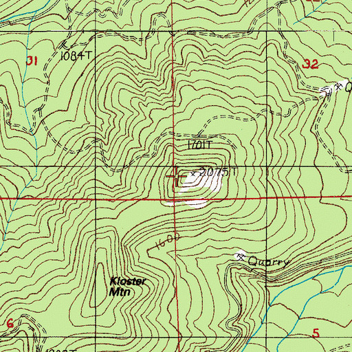 Topographic Map of Kloster Mountain, OR