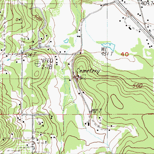 Topographic Map of Klum Cemetery, OR