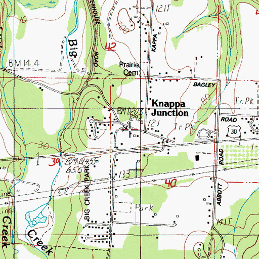 Topographic Map of Knappa Junction, OR