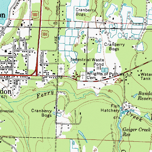 Topographic Map of Knights of Pythias Cemetery, OR