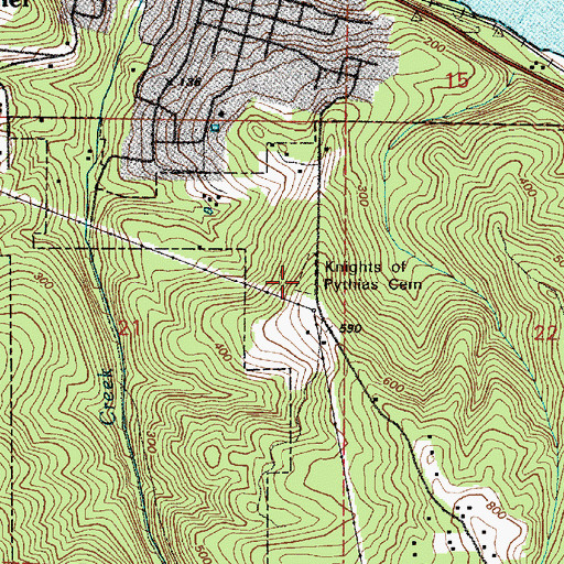 Topographic Map of Knights of Pythias Cemetery, OR