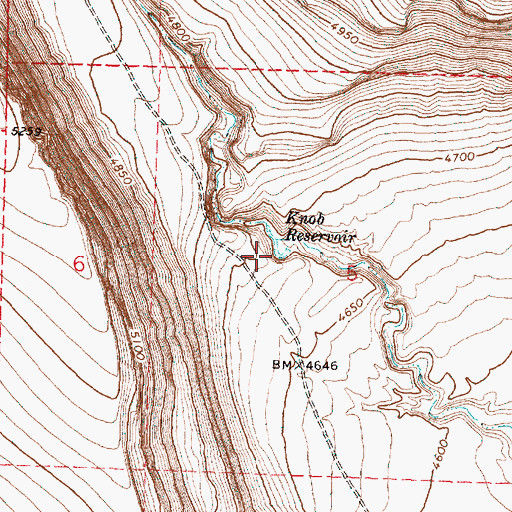 Topographic Map of Knob Reservoir, OR