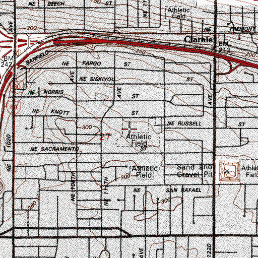 Topographic Map of Parkrose Knott Street School (historical), OR