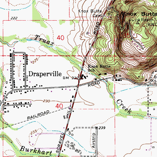 Topographic Map of Knox Butte School (historical), OR
