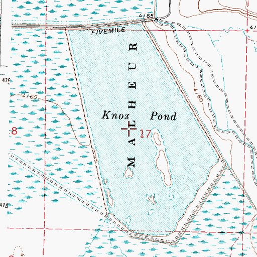 Topographic Map of Knox Pond, OR