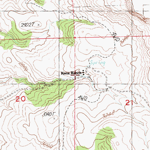 Topographic Map of Knox Ranch, OR