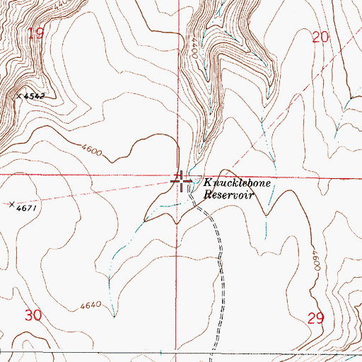 Topographic Map of Knucklebone Reservoir, OR