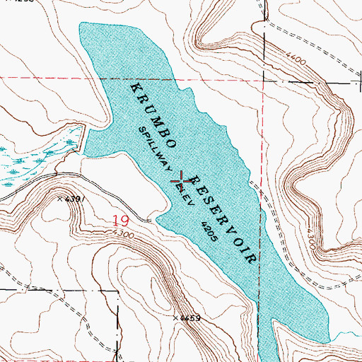 Topographic Map of Krumbo Reservoir, OR