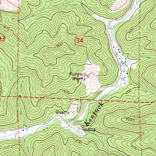 Topographic Map of Kuhnert Quarry, OR