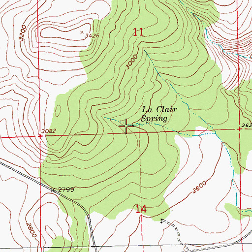 Topographic Map of La Clair Spring, OR