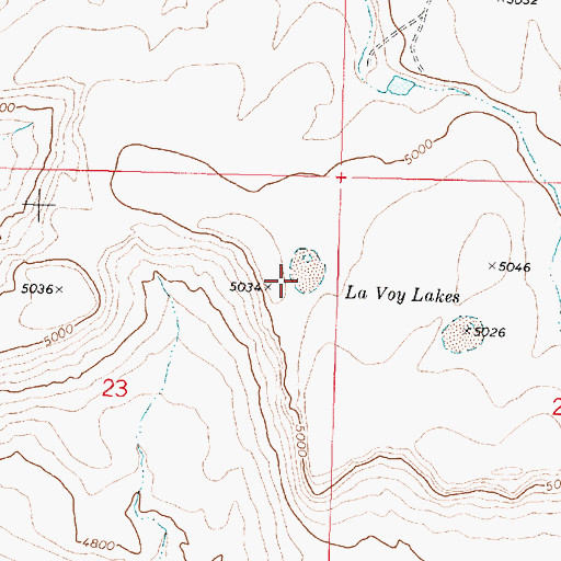 Topographic Map of La Voy Lakes, OR