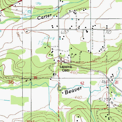 Topographic Map of Lacomb Cemetery, OR
