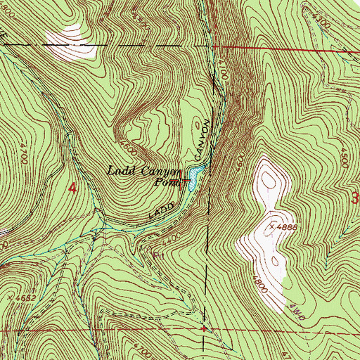 Topographic Map of Ladd Canyon Pond, OR