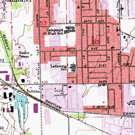 Topographic Map of Lafayette Elementary School, OR