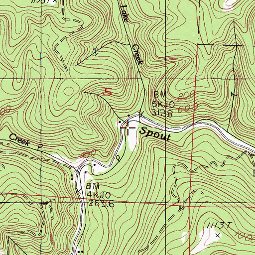Topographic Map of Lake Creek, OR