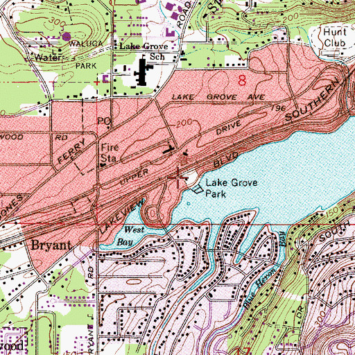 Topographic Map of Lake Grove Park, OR