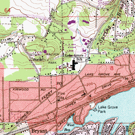 Topographic Map of Lake Grove Elementary School, OR