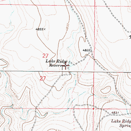 Topographic Map of Lake Ridge Reservoir, OR