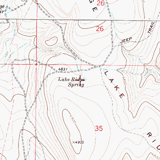 Topographic Map of Lake Ridge Spring, OR