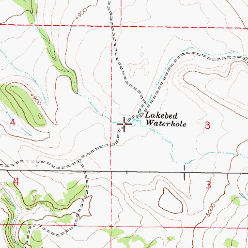 Topographic Map of Lakebed Waterhole, OR