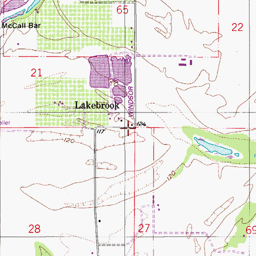 Topographic Map of Lakebrook, OR