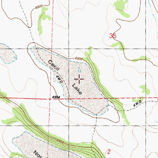 Topographic Map of Cecil Lake, OR