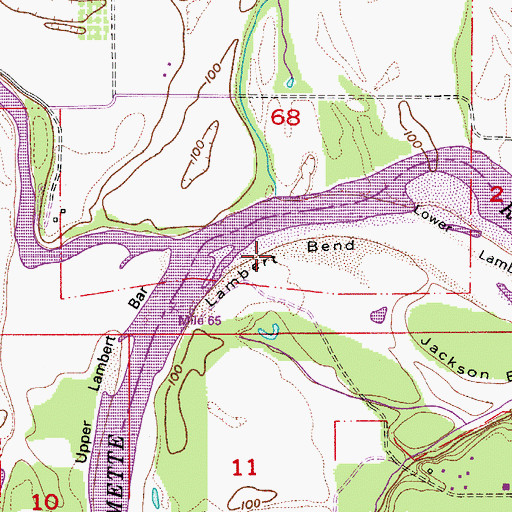 Topographic Map of Lambert Bend, OR