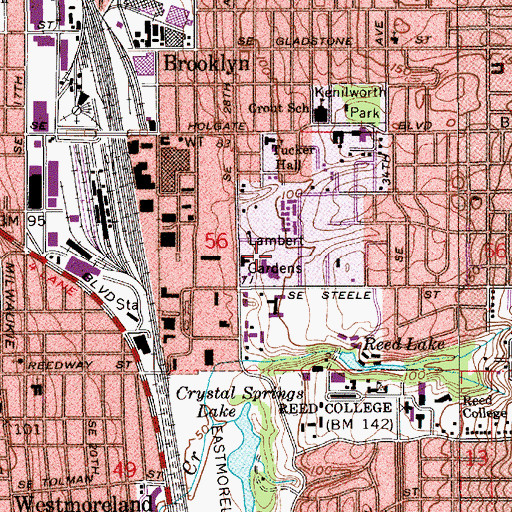 Topographic Map of Lambert Gardens, OR