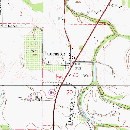 Topographic Map of Lancaster, OR