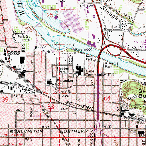 Topographic Map of Lane Community College (historical), OR