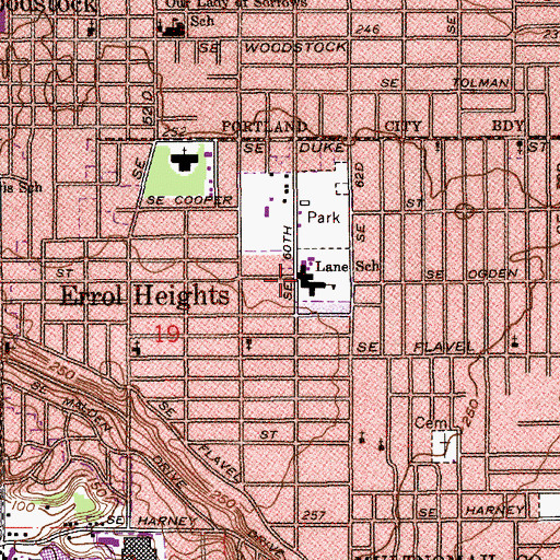 Topographic Map of Lane Middle School, OR