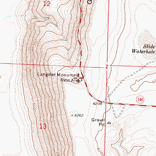 Topographic Map of Langslet Monument Rest Area, OR