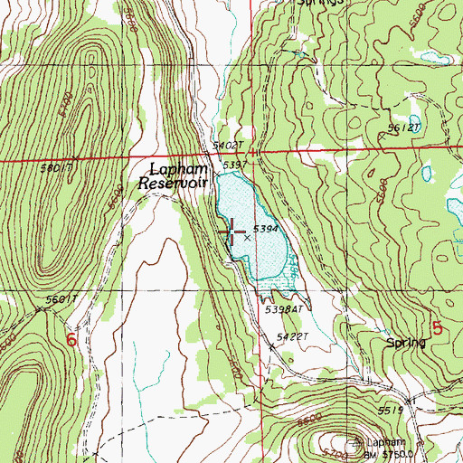 Topographic Map of Lapham Reservoir, OR