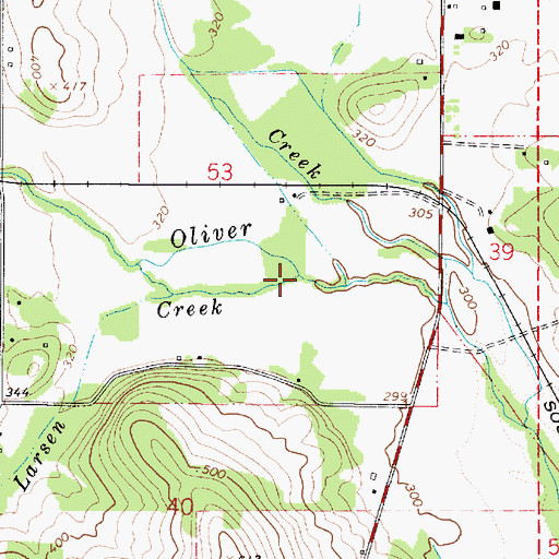 Topographic Map of Larsen Creek, OR