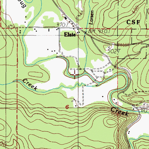 Topographic Map of Larsen Creek, OR