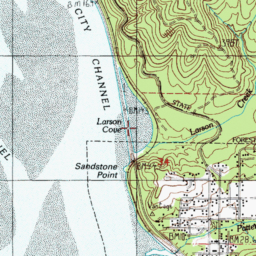 Topographic Map of Larson Cove, OR