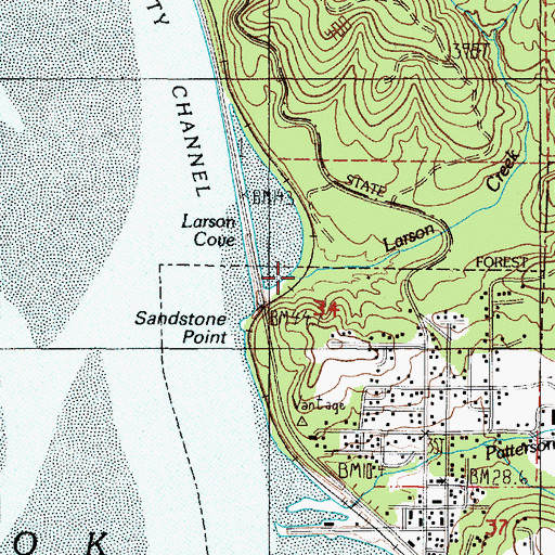 Topographic Map of Larson Creek, OR