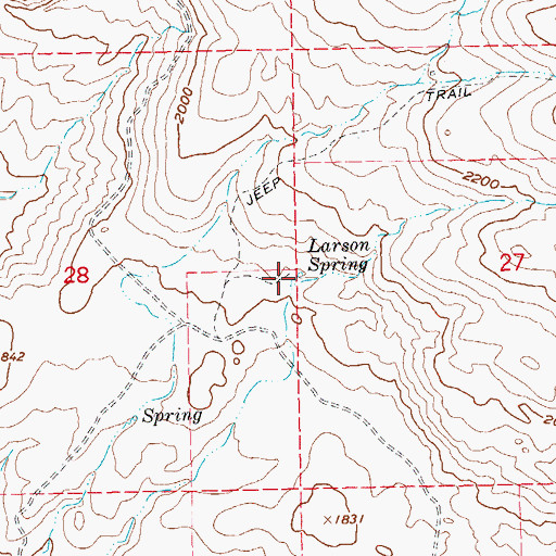 Topographic Map of Larson Spring, OR