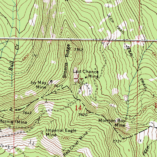 Topographic Map of Last Chance Mine, OR
