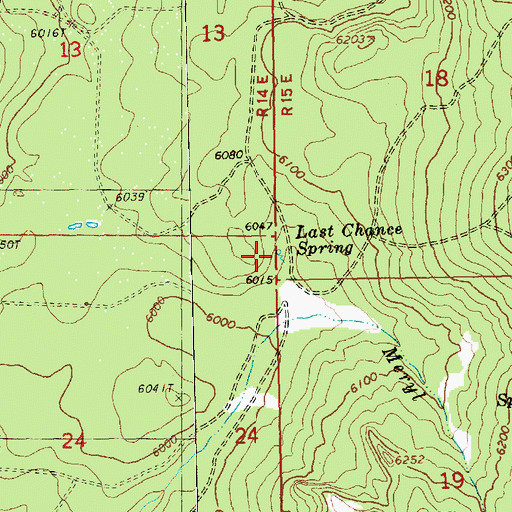 Topographic Map of Last Chance Spring, OR