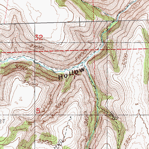 Topographic Map of Laughlin Hollow, OR