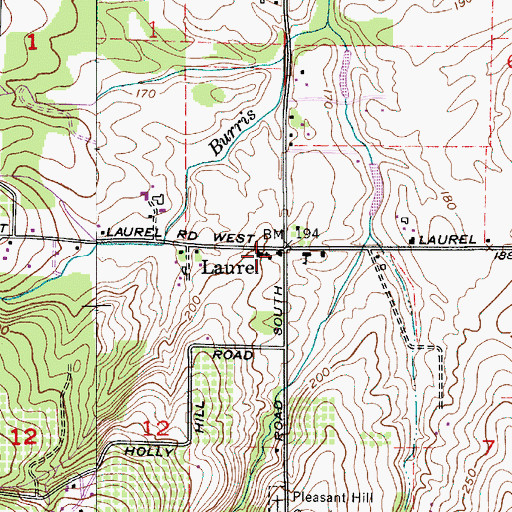 Topographic Map of Laurel, OR