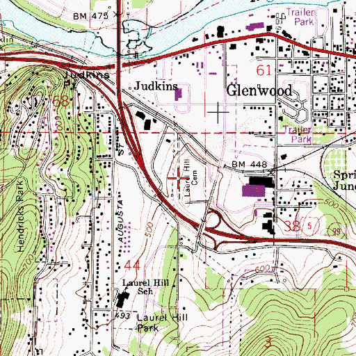 Topographic Map of Laurel Hill Cemetery, OR