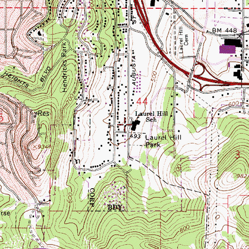 Topographic Map of Laurel Hill School (historical), OR