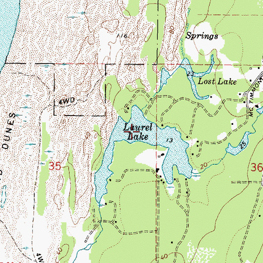 Topographic Map of Laurel Lake, OR